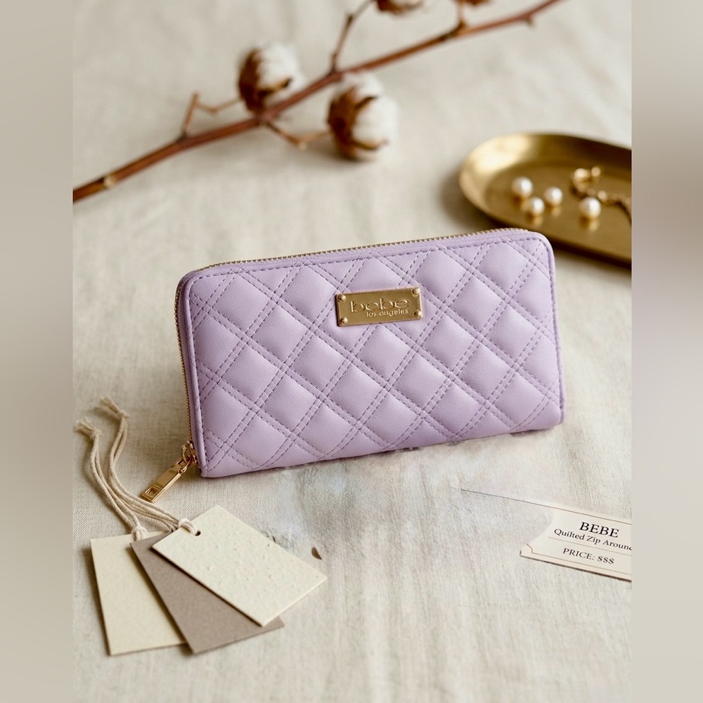 Bebe Quilted Lavender Wallet & Cardholder Set – Light Purple 2-Pieces -NWT - Picture 4 of 4